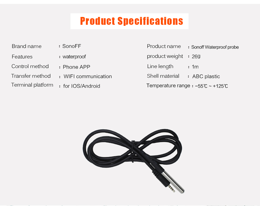 Ds18b20 Waterproof Temperature Sensor Probe For Sonoff Th10 Sonoff Th16 2465